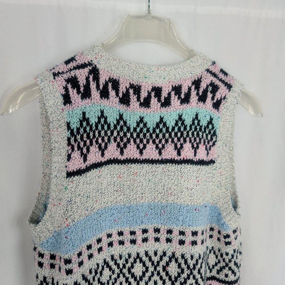 Vintage O'Rite Knit Sweater Vest Large Gray Geometric - Picture 5 of 8